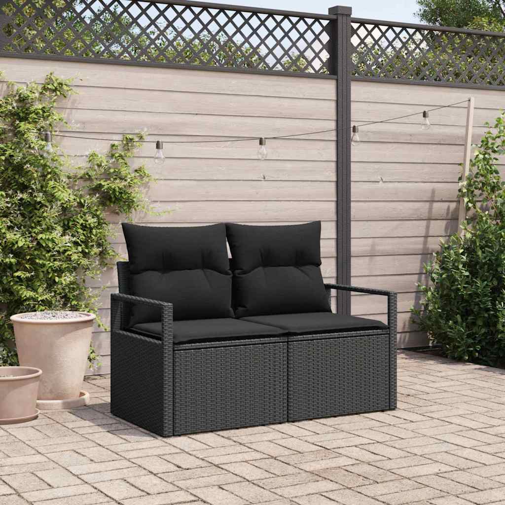 Gartensofa mit Kissen Schwarz 120 x 62 x 69cm Poly-Rattan